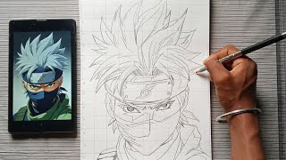 How to draw Kakashi hatake  Kakashi hatake outline tutorial  step by step with beginners [upl. by Nollad]