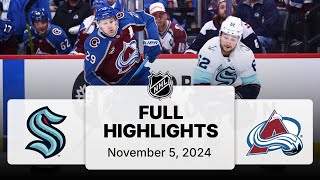 NHL Highlights  Kraken vs Avalanche  November 05 2024 [upl. by Wulfe]