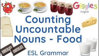 ESL How to count uncountable nouns  food Using containers or units to make them plural [upl. by Ayahs]