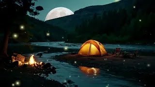 Full moon night soothing sounds of the forest at night  for relaxation [upl. by Ursal]