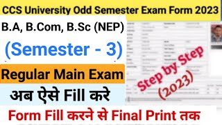 How to Fill CCS University Examination Form 2023  CCSU BA BCom BSc NEP Exam form fill up [upl. by Shererd]