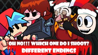 DIFFERENT ENDINGS quotoh no which one do I shootquot FNF VS Holiday mod PLUS SPECIAL ANNOUNCEMENT [upl. by Werdnael]