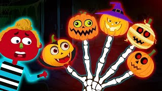 Pumpkin Finger Family Song  More Spooky Scary Songs For Kids  Nursery Rhymes Street [upl. by Yoccm907]