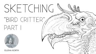 Creature Design  Bird Critter  Sketching process [upl. by Hakon]