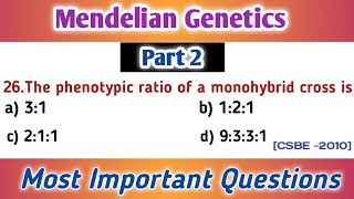 Genetics mcq  genetics mcqs  Mendelian Genetics 2 [upl. by Eelarual]