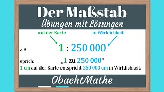 Der Maßstab Übungen mit Lösungen  Maßstab berechnen  ObachtMathe [upl. by Washburn]