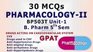 Pharmacology 2 BP503T MCQ Unit 1 B Pharm 5th Sem 3rd year [upl. by Ynehteb]