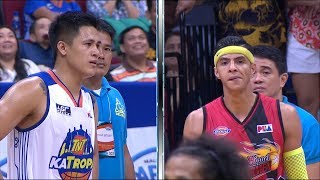 Arwind Santos and Jericho Cruz clash on the court  PBA Philippine Cup 2018 [upl. by Harbird]