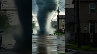 Tornado touches down on the flooded street terribletornado tornadousa florida2024 [upl. by Analos]