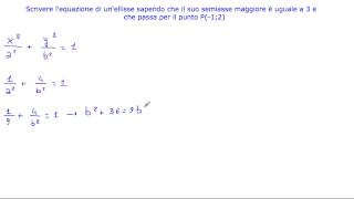 Determinare lequazione di unellisse che ha il semiasse maggiore a pari a 3 e che passa per P12 [upl. by Lassiter]