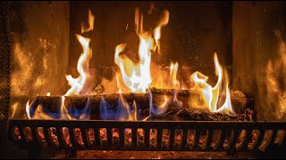 Roaring cozy fire with Golden Yellow and Blue flames in a dark intimate fireplace  Smooth 60fps [upl. by Zelikow]