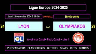 LYON  OLYMPIAKOS  1ère journée  Ligue Europa 20242025 [upl. by Enoryt]