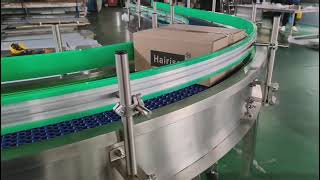 Hairise curved modualr belt conveyor system can be used convey cartons [upl. by Vod]