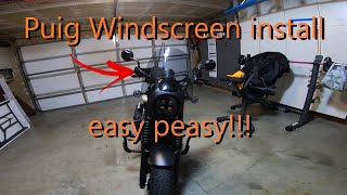 Puig Windscreen install  2020 Honda Rebel 500 [upl. by Kinson]