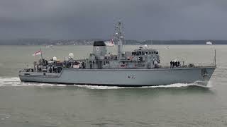 HMS Hurworth sailing in murky conditions on the Solent [upl. by Salahcin819]