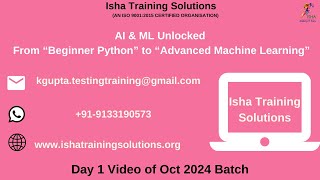 AI amp ML Unlocked Day 1 video On 1st Oct 2024Pls contact or WhatsApp us on 918019952427 to enroll [upl. by Lanfri689]