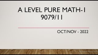 9709 Pure Maths P1 OctNov 2017 PaperVariant 12 Alevel Mathematics [upl. by Jenkel]