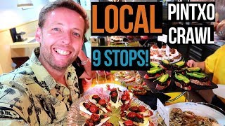 EPIC Local San Sebastian Pintxo Crawl 9 stops [upl. by Orsa858]