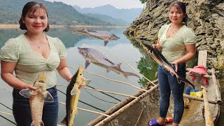 The girl went fishing on the lake and caught a strange fish The result was a day of high income [upl. by Pfosi604]