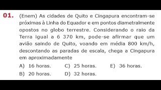 Solução da questão de física ENEM  As cidade de Quito e Cingapura encontramse próximas à linha [upl. by Skylar]