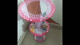 DIy mosaic art flower vase Side corner table homedecor idea waste card board rollbest out of waste [upl. by Hgielar]