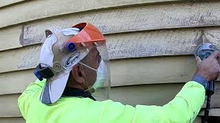 Sanding weatherboards and preparing for painting with 5quot makita grinder [upl. by Rotberg812]