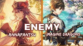 Nightcore  Enemy Switching Vocals   Imagine Dragons ✗ Annapantsu   Lyrics [upl. by Nerty]