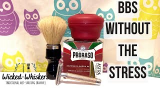 Muhle R89  Proraso Sandalwood Omega 10098 Astra blades for perfect BBS shave [upl. by Farrica435]