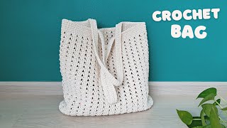 🧶Super Easy DIY Crochet Tote Bag  Crochet Bag Oval Bottom Look Minimal  ViVi Berry Crochet [upl. by Karlin]