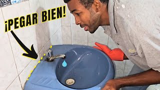 Como pegar Lavabo despegado de la pared [upl. by Bolte]