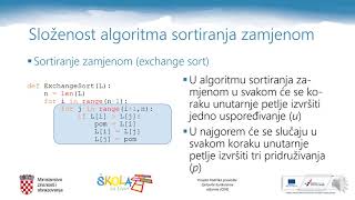 Informatika 3r SŠ  Složenost algoritama sortiranja zamjenom 2 [upl. by Yrallam]