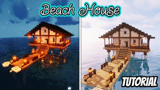 How to build a minecraft beach house tutorial [upl. by Nairehs417]