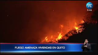 80 bomberos en Quito trabajan para apagar los incendios forestales en Quito [upl. by Altis]