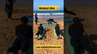 Weekend vibes 🏄 surfcampmorocco surftaghazout surfmorocco [upl. by Dedra]