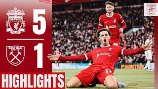 Szoboszlai Stunner Salah Gakpo amp Curtis Jones Solo Goal  Liverpool 51 West Ham  Highlights [upl. by Morell]