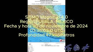 🔴UltimaHora 🚨 Se registró un SISMO Magnitud 40 al SUROESTE de CHIAUTLA DE TAPIA PUE 291124 [upl. by Niela]