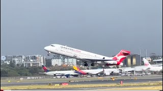 Qantas B717 RAAF KC30 amp Virgin B737 depart Sydney on 16R [upl. by Boudreaux]