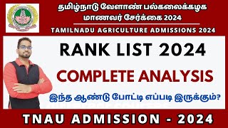 TNAU Rank List Analysis 2024  Agri Admission 2024 Rank List Analysis [upl. by Elson]