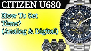 Citizen NavihawkSkyhawk AT Setting Instructions  U680 How To Set Time Manual [upl. by Domph]