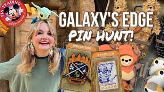 Star Wars Galaxy’s Edge PIN HUNT  Disney Pin Board Trading [upl. by Ginsberg]