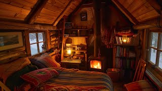 Blizzard Sounds and a Soothing Bedroom for Sleep  Crackling Fireplace Sounds for Relaxation [upl. by Gaylene]