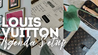 Louis Vuitton Agenda Setup  Cloth  Paper Stationary and Luxury Planning Accessories [upl. by Nodnahs897]