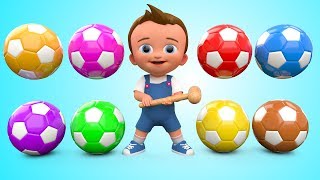 Soccer Balls Mini Golf Game Play by Little Baby Wooden Hammer to Learn Colors for Children  3D Kids [upl. by Lesser]