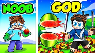 Upgrading NOOB to GOD in FRUIT NINJA SIMULATOR roblox [upl. by Binnings]