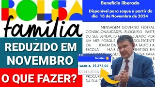 REDUÇÃO DO PAGAMENTO DO BOLSA FAMÍLIA MÊS DE NOVEMBRO COM NOVA MENSAGEM [upl. by Asseralc]