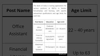 BOI Recruitment 2024 Notification Out Various Vacancy Apply for office assistant clerk and officer [upl. by Euqinomod]