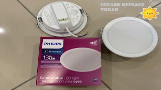 如何輕鬆安装天花板的LED downlight  change LED ceiling light  Cara tukar lampu LED [upl. by Annotahs]