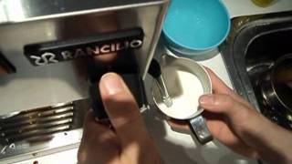 Frothing milk with Rancilio Silvia  microfoam [upl. by Woodie]