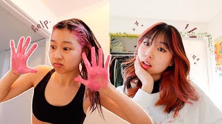 bleaching and dyeing the underlayers and front pieces of my hair pink [upl. by Assillim]