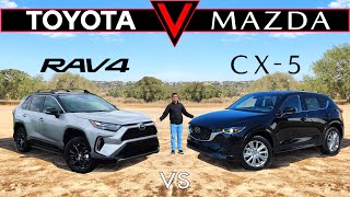 FAMILY RIVALS  2023 Toyota RAV4 vs 2023 Mazda CX5 Comparison [upl. by Ecirtahs]